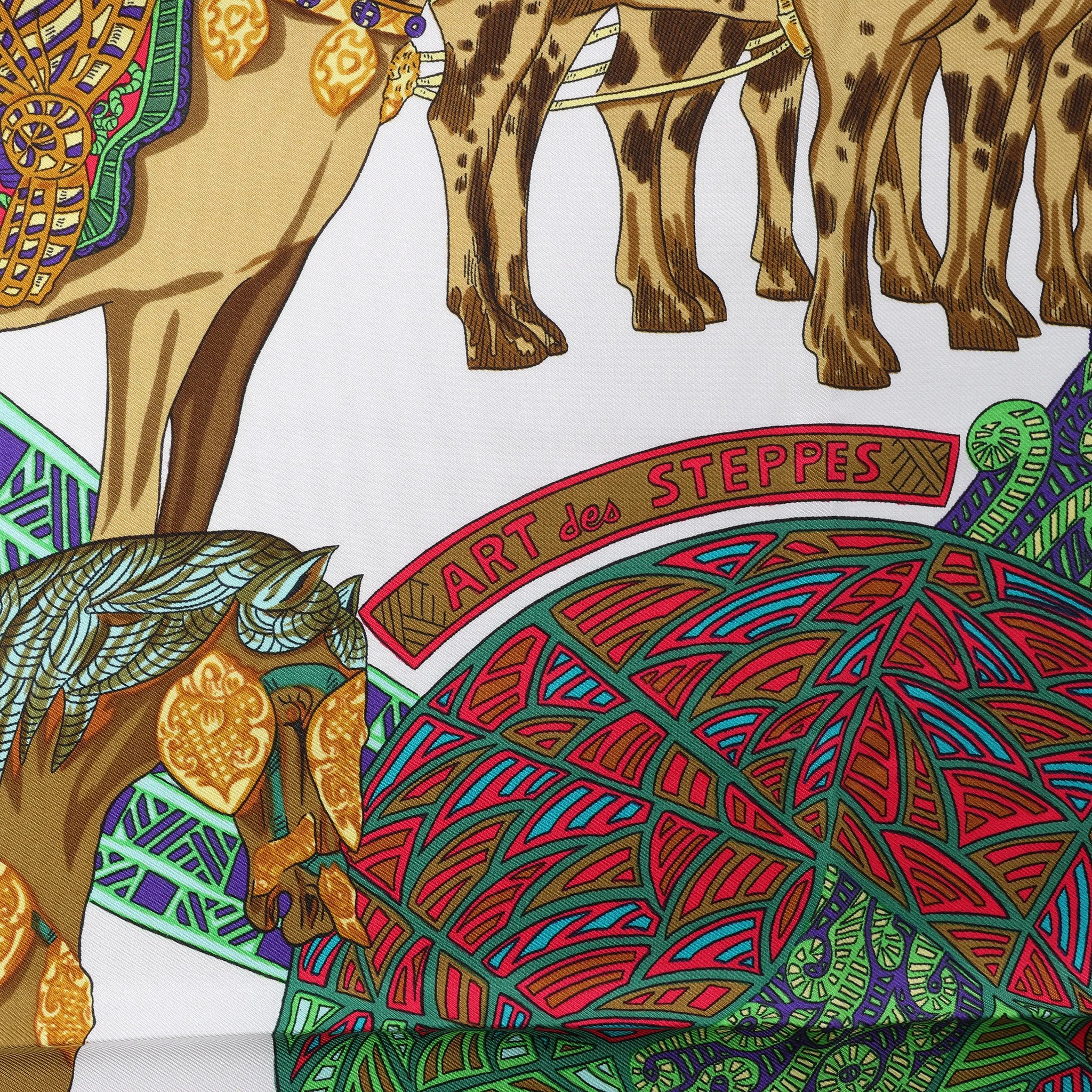 Hermès Carré 90 "Art des Steppes" Silk handkerchief in Blue