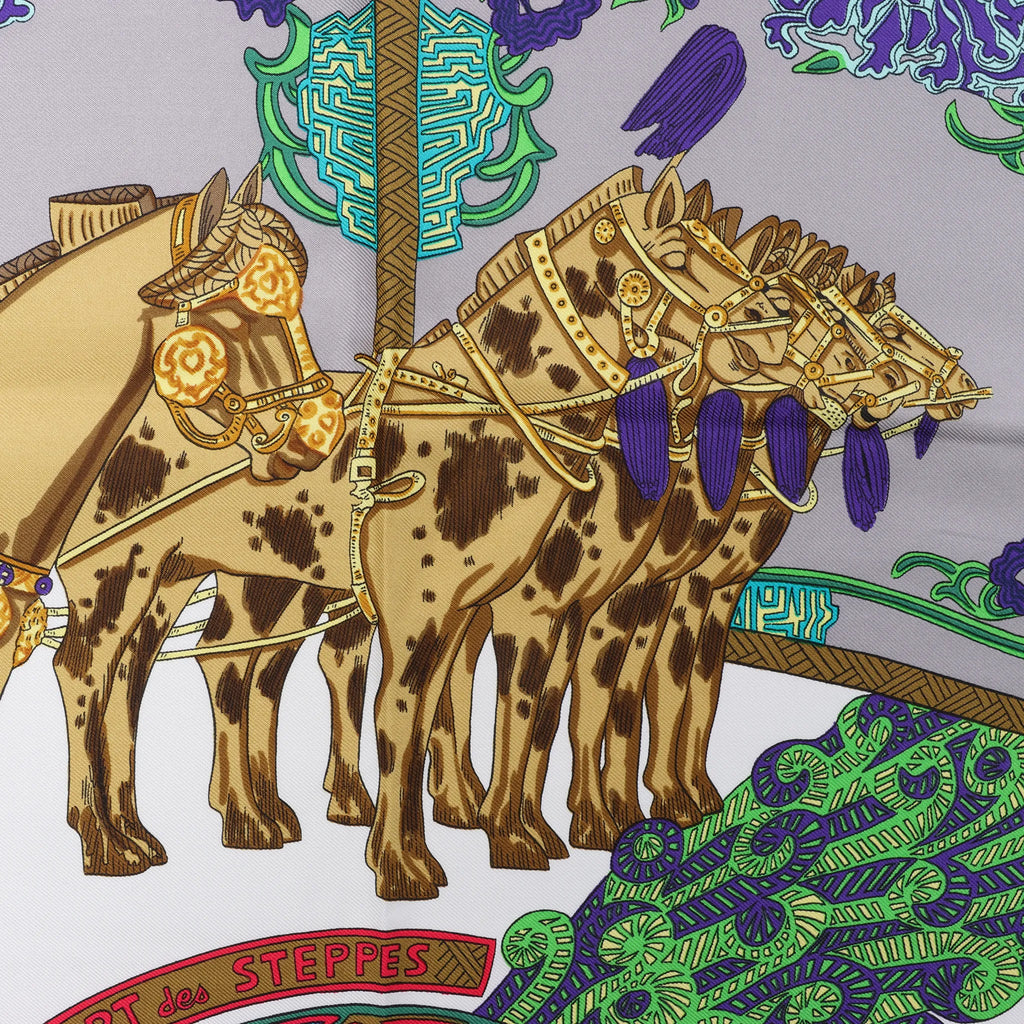 Hermès Carré 90 "Art des Steppes" Silk handkerchief in Blue