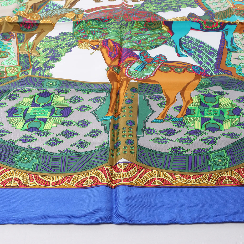 Hermès Carré 90 "Art des Steppes" Silk handkerchief in Blue