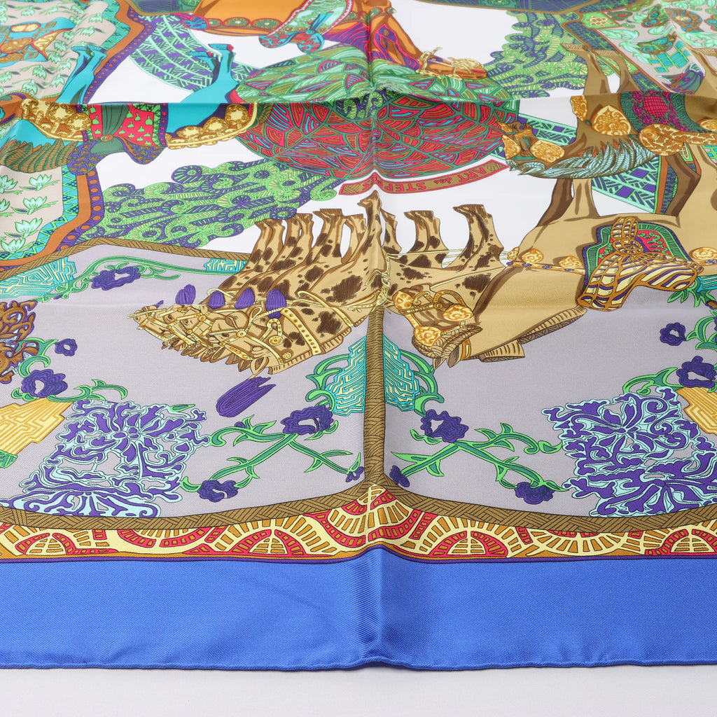 Hermès Carré 90 "Art des Steppes" Silk handkerchief in Blue