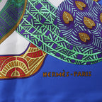 Hermès Carré 90 "Art des Steppes" Silk handkerchief in Blue