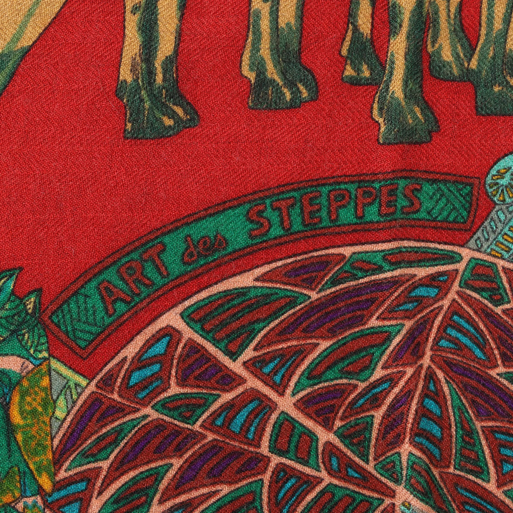 Hermès Carré 90 "ART des STEPPES" Silk handkerchief in Navy Blue