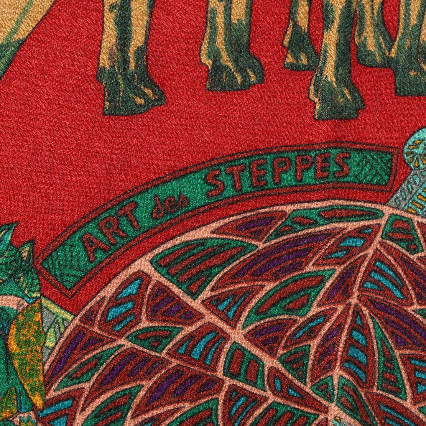 Hermès Carré 90 "ART des STEPPES" Mouchoir en Soie Bleu Marine