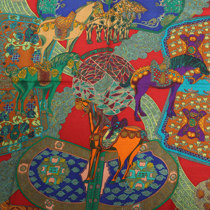 Hermès Carré 90 "ART des STEPPES" Mouchoir en Soie Bleu Marine