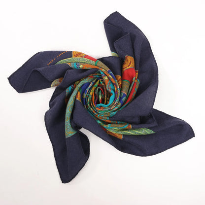 Hermès Carré 90 "ART des STEPPES" Mouchoir en Soie Bleu Marine