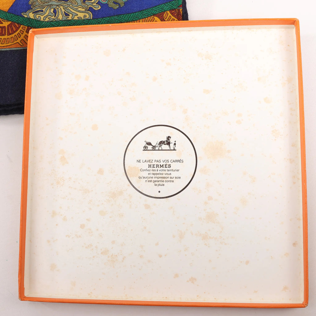 Hermès Carré 90 "ART des STEPPES" Silk handkerchief in Navy Blue