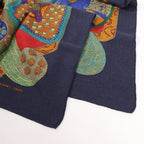 Hermès Carré 90 "ART des STEPPES" Silk handkerchief in Navy Blue
