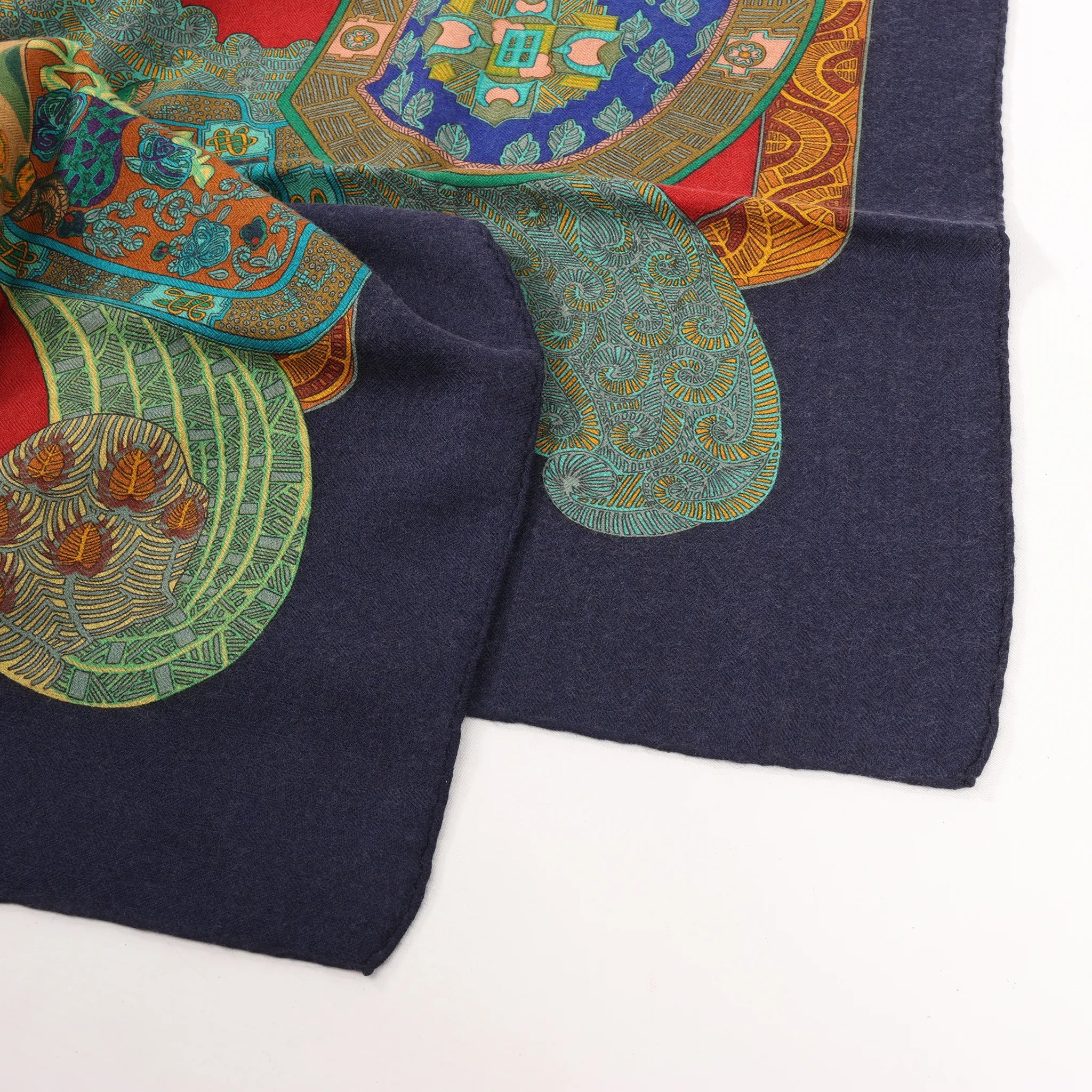 Hermès Carré 90 "ART des STEPPES" Silk handkerchief in Navy Blue