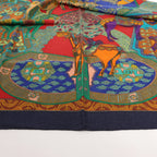 Hermès Carré 90 "ART des STEPPES" Silk handkerchief in Navy Blue