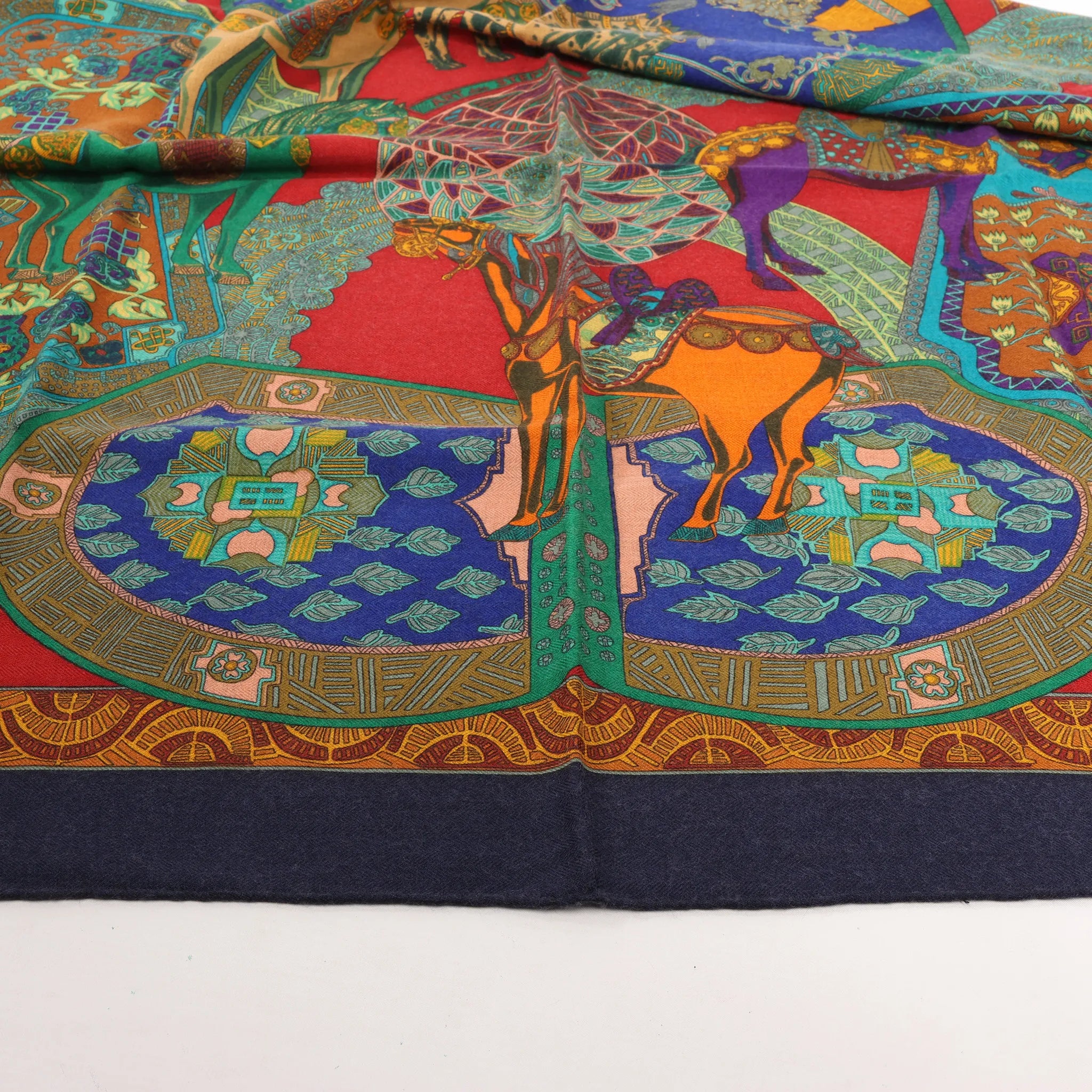 Hermès Carré 90 "ART des STEPPES" Silk handkerchief in Navy Blue