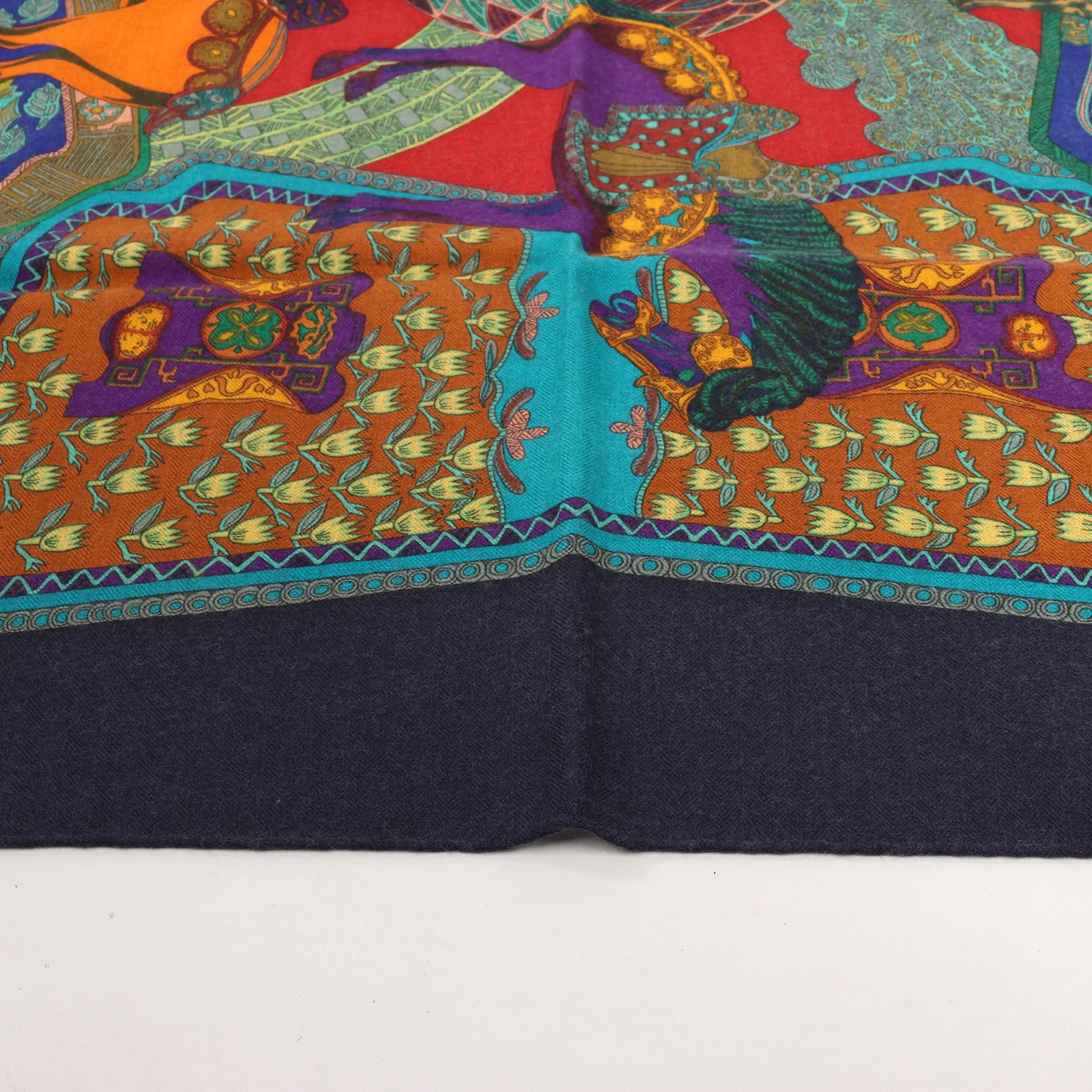 Hermès Carré 90 "ART des STEPPES" Silk handkerchief in Navy Blue