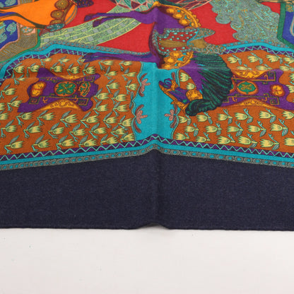 Hermès Carré 90 "ART des STEPPES" Mouchoir en Soie Bleu Marine