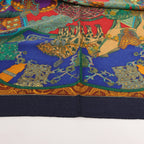 Hermès Carré 90 "ART des STEPPES" Silk handkerchief in Navy Blue