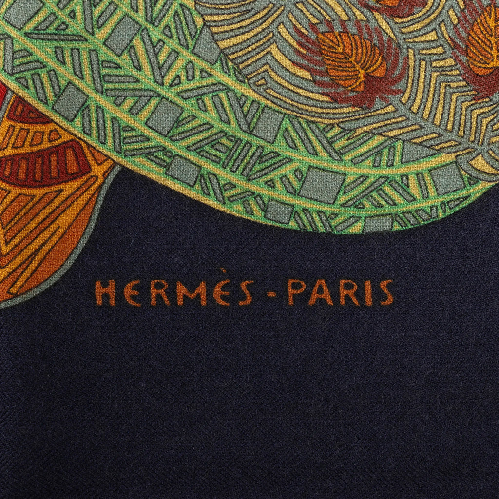 Hermès Carré 90 "ART des STEPPES" Silk handkerchief in Navy Blue