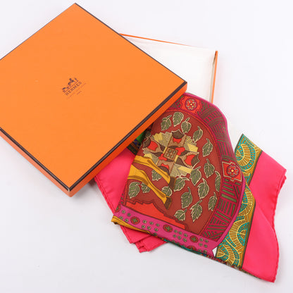 Hermès Carré 90 "ART des STEPPES" 100% Silk Scarf in Pink