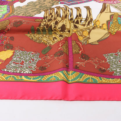 Hermès Carré 90 "ART des STEPPES" 100% Silk Scarf in Pink