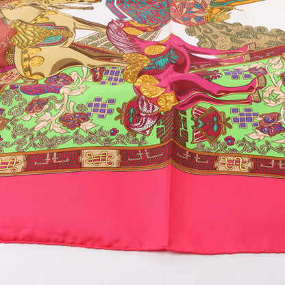 Hermès Carré 90 "ART des STEPPES" 100% Silk Scarf in Pink