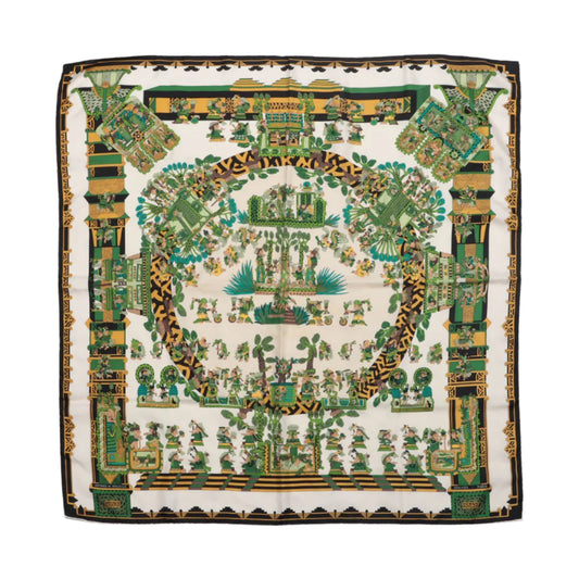 Hermès Carré 90 „ASTRES et SOLEILS“ Schal aus 100 % Seide in Grün