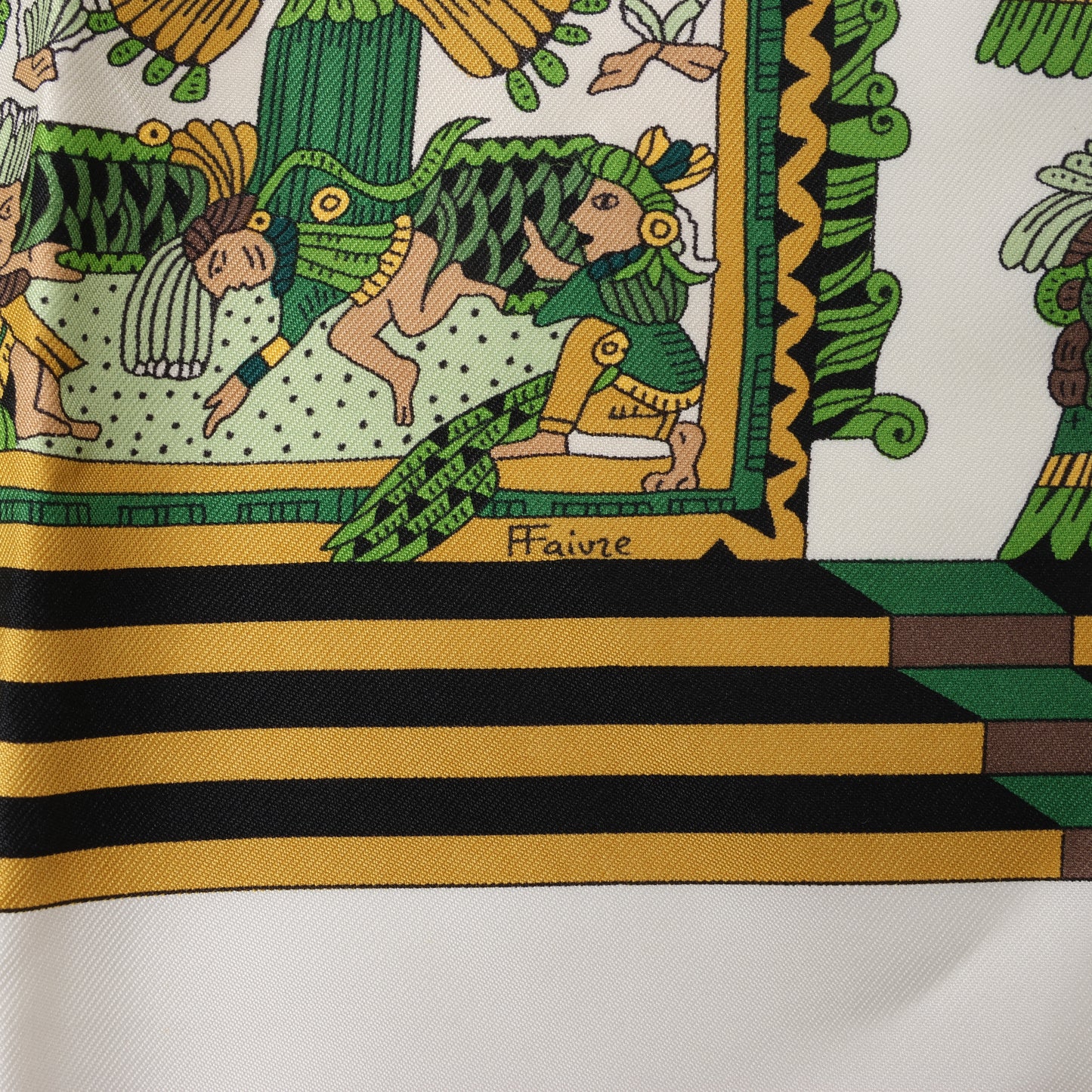 Hermès Carré 90 „ASTRES et SOLEILS“ Schal aus 100 % Seide in Grün