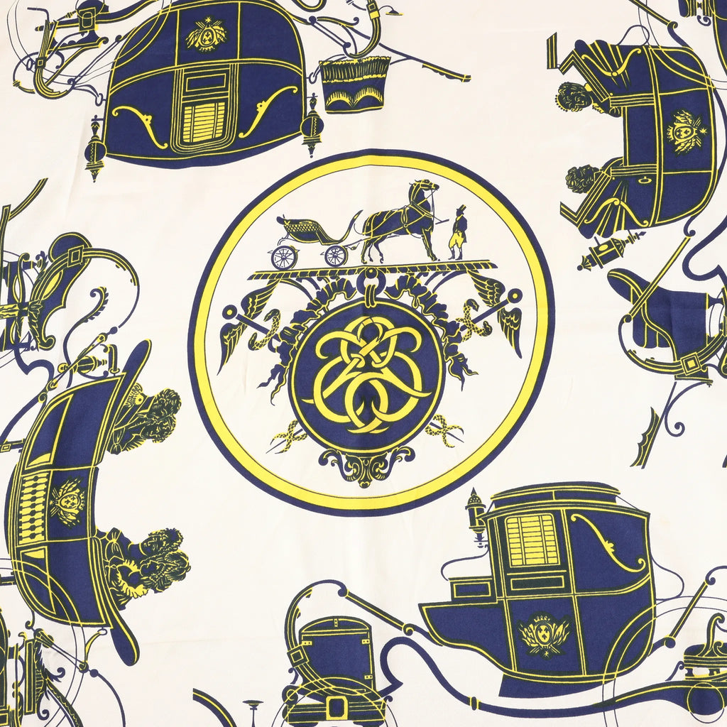 Hermès Carré 90 "ATTELAGE EN ARBALETE" Silk handkerchief in Yellow