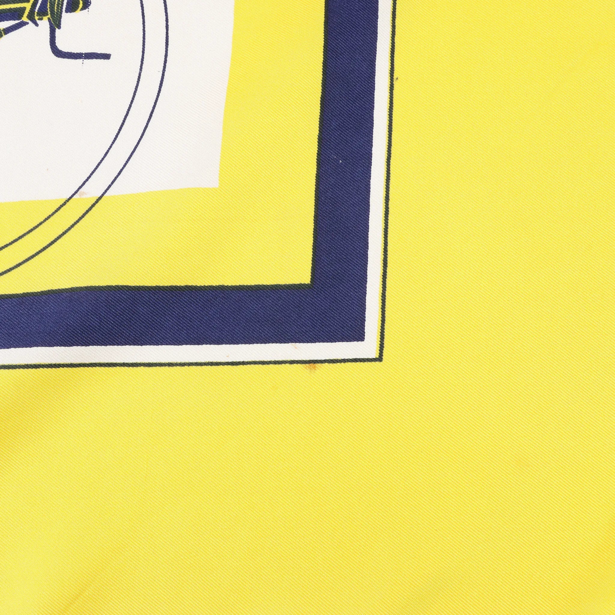 Hermès Carré 90 "ATTELAGE EN ARBALETE" Silk handkerchief in Yellow