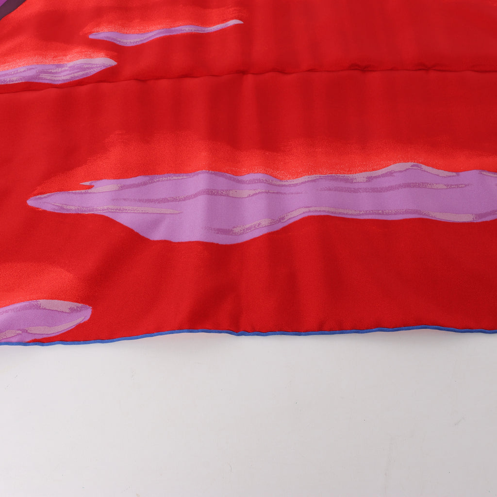 Hermès Carré 90 "AU BOUT DU MONDE" Silk handkerchief in Purple x Red