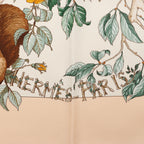 Hermès Carré 90 "AU COEUR DES BOIS" Silk handkerchief in Beige