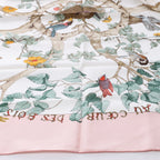Hermès Carré 90 "AU COEUR DES BOIS" Silk handkerchief in Pink
