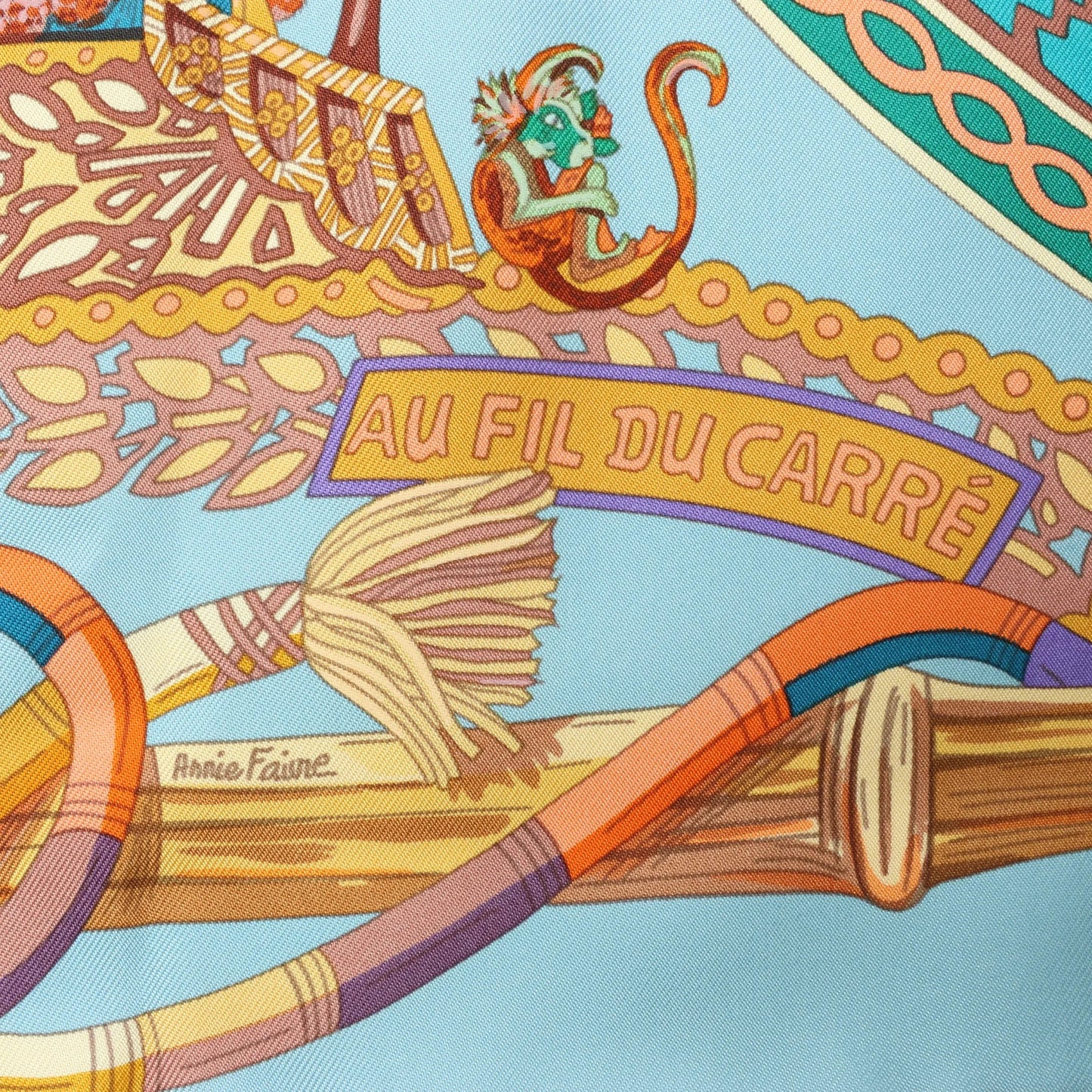 Hermès Carré 90 "AU FIL DU CARRE" Silk handkerchief in Multicolor