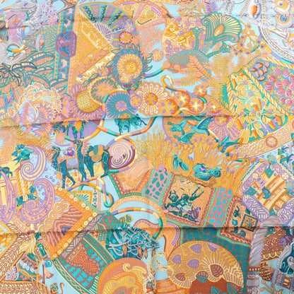 Hermès Carré 90 "AU FIL DU CARRE" Silk handkerchief in Multicolor