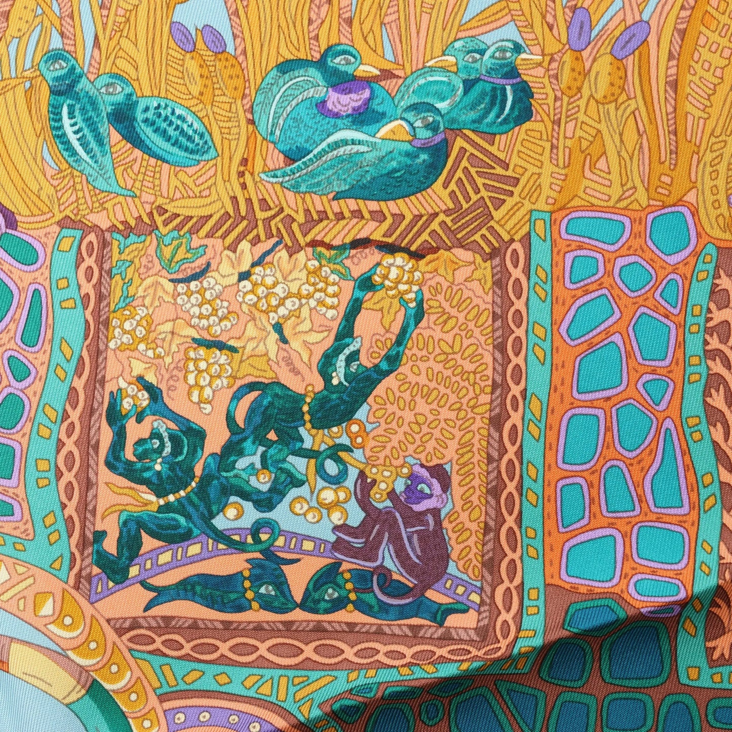 Hermès Carré 90 "AU FIL DU CARRE" Silk handkerchief in Multicolor