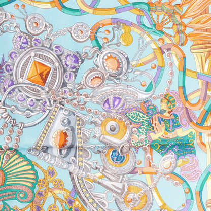 Hermès Carré 90 "AU FIL DU CARRE" Silk handkerchief in Multicolor