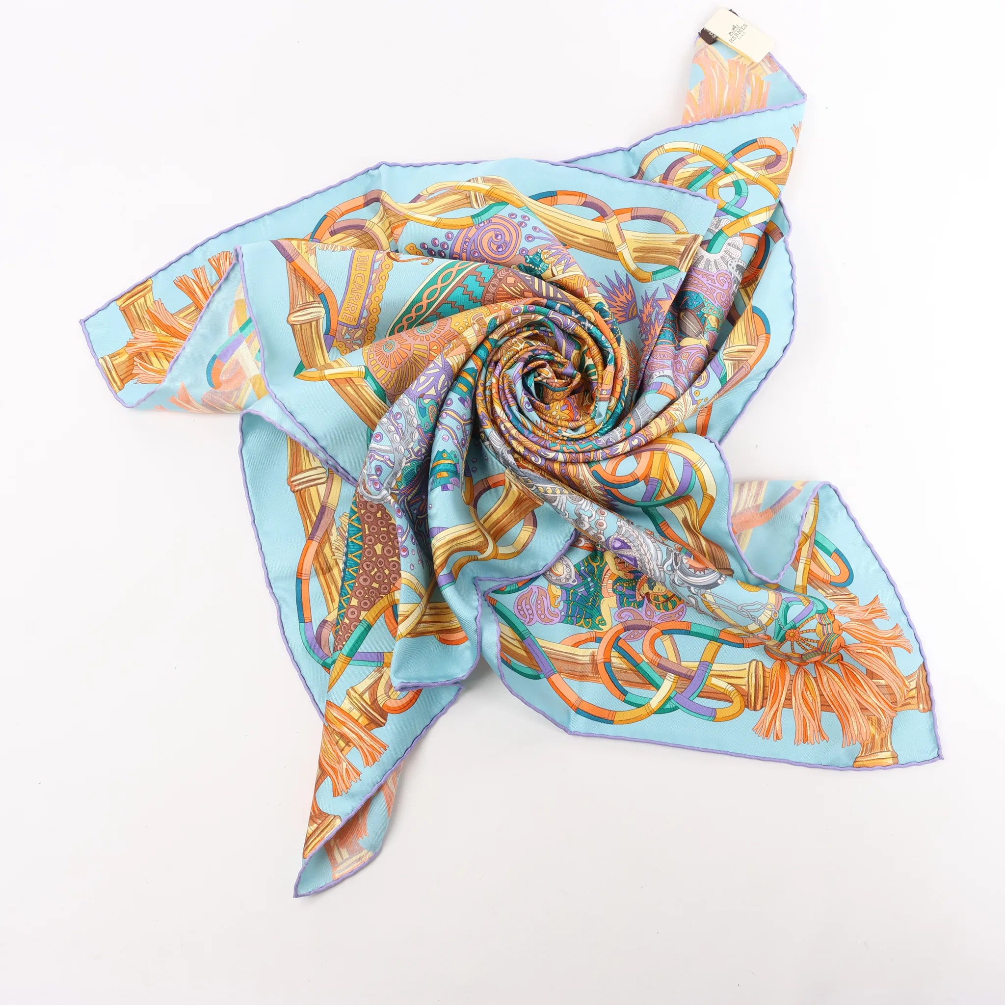 Hermès Carré 90 "AU FIL DU CARRE" Silk handkerchief in Multicolor