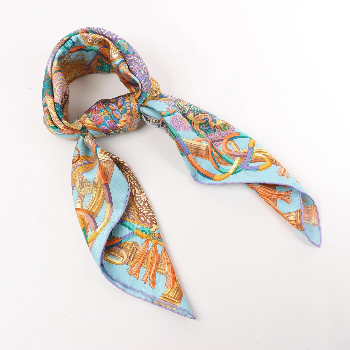 Hermès Carré 90 "AU FIL DU CARRE" Silk handkerchief in Multicolor