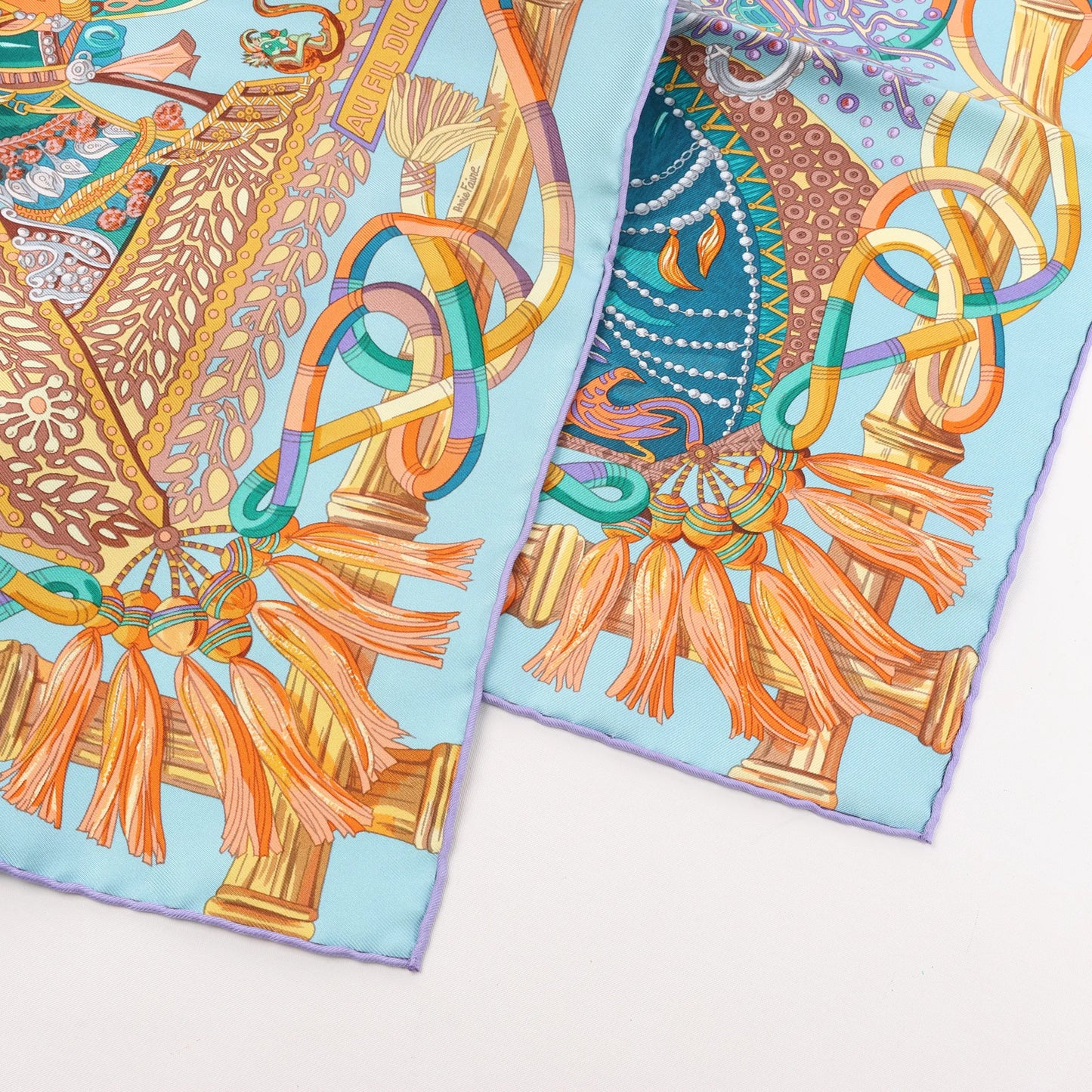 Hermès Carré 90 "AU FIL DU CARRE" Silk handkerchief in Multicolor