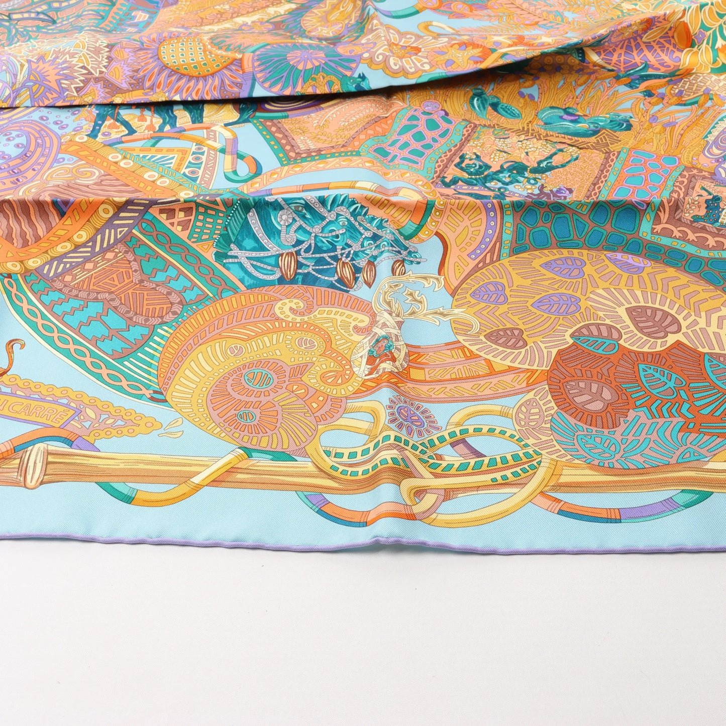 Hermès Carré 90 "AU FIL DU CARRE" Silk handkerchief in Multicolor