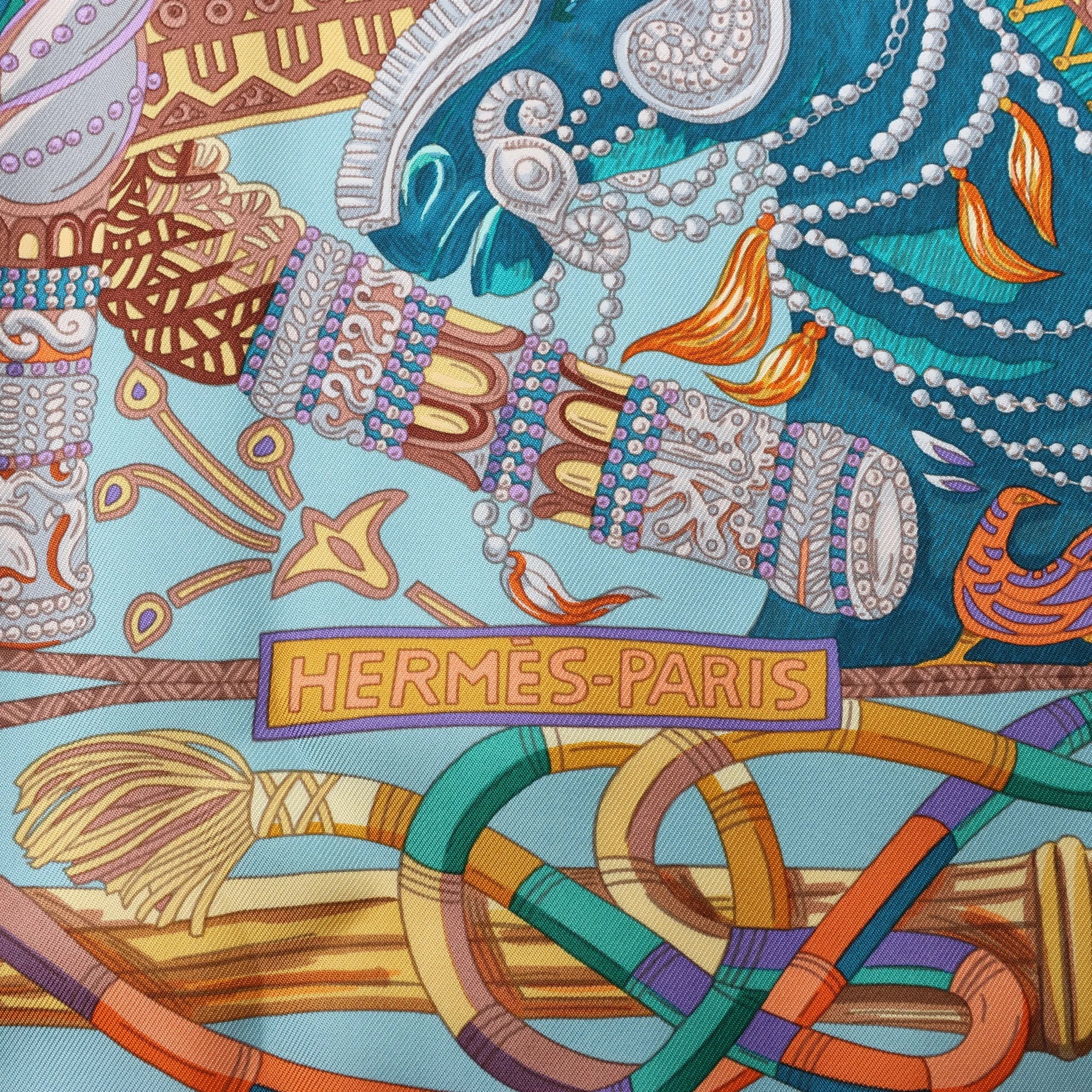 Hermès Carré 90 "AU FIL DU CARRE" Silk handkerchief in Multicolor
