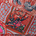 Hermès Carré 90 " AU FIL DU CARRE" Silk handkerchief in Pink