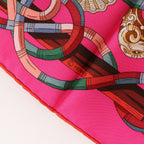 Hermès Carré 90 " AU FIL DU CARRE" Silk handkerchief in Pink