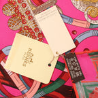 Hermès Carré 90 " AU FIL DU CARRE" Silk handkerchief in Pink