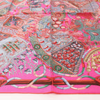Hermès Carré 90 " AU FIL DU CARRE" Silk handkerchief in Pink