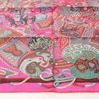 Hermès Carré 90 " AU FIL DU CARRE" Silk handkerchief in Pink