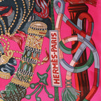 Pañuelo de seda Hermès Carré 90 "AU FIL DU CARRE" en rosa