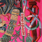 Hermès Carré 90 " AU FIL DU CARRE" Silk handkerchief in Pink
