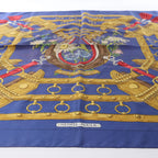 Hermès Carré 90 "AUX CHAMPS" Silk handkerchief in Navy Blue