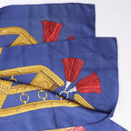 Hermès Carré 90 "AUX CHAMPS" Silk handkerchief in Navy Blue