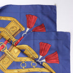 Hermès Carré 90 "AUX CHAMPS" Silk handkerchief in Navy Blue