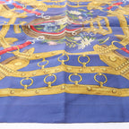 Hermès Carré 90 "AUX CHAMPS" Silk handkerchief in Navy Blue