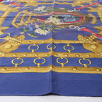 Hermès Carré 90 "AUX CHAMPS" Silk handkerchief in Navy Blue