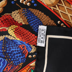 Hermès Carré 90 "AUX PAYS DES EPICES" Silk handkerchief in Black